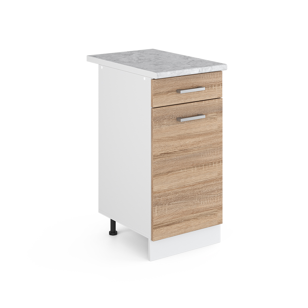 Küchenunterschrank "R-Line" Sonoma/Weiß 40 cm , AP Marmor livinity®