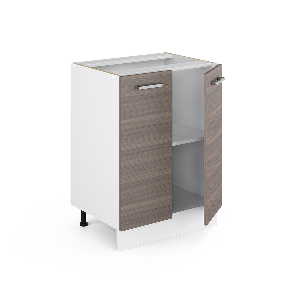 Küchenunterschrank "R-Line" Grau/Weiß 60 cm ohne Arbeitsplatte livinity®