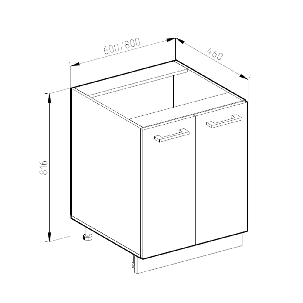 Küchenunterschrank "R-Line" Beton/Weiß 60 cm , AP Marmor livinity®