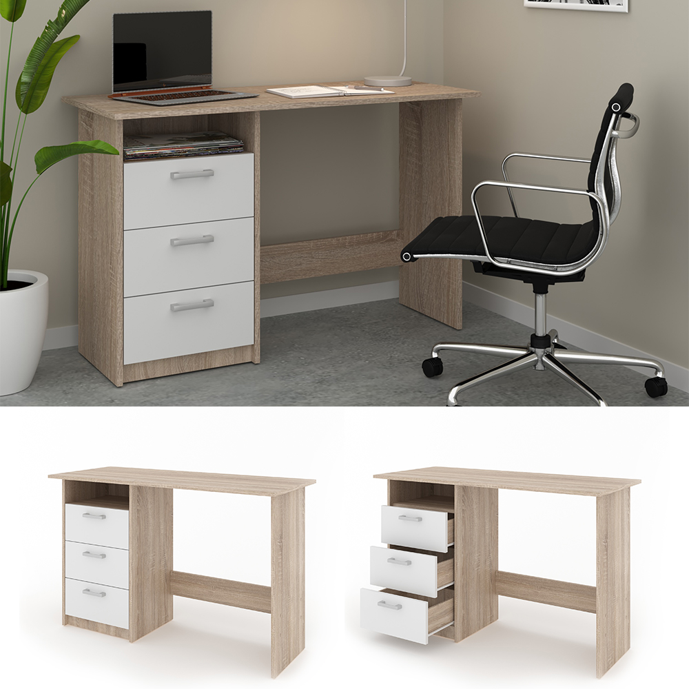 Schreibtisch "Meiko" Sonoma/Weiß 120 x 50 cm livinity®