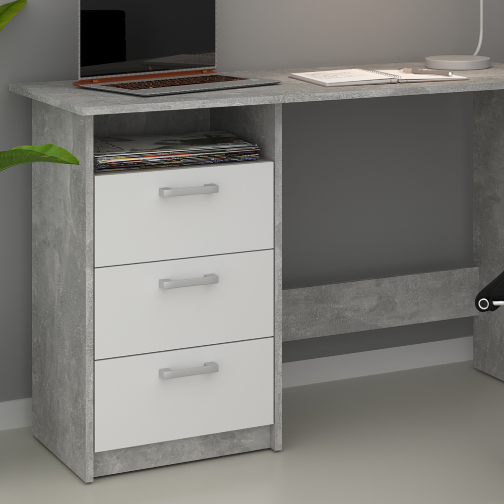 Schreibtisch "Meiko" Beton/Weiß 120 x 50 cm livinity®
