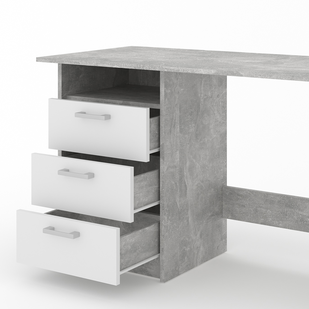 Schreibtisch "Meiko" Beton/Weiß 120 x 50 cm livinity®
