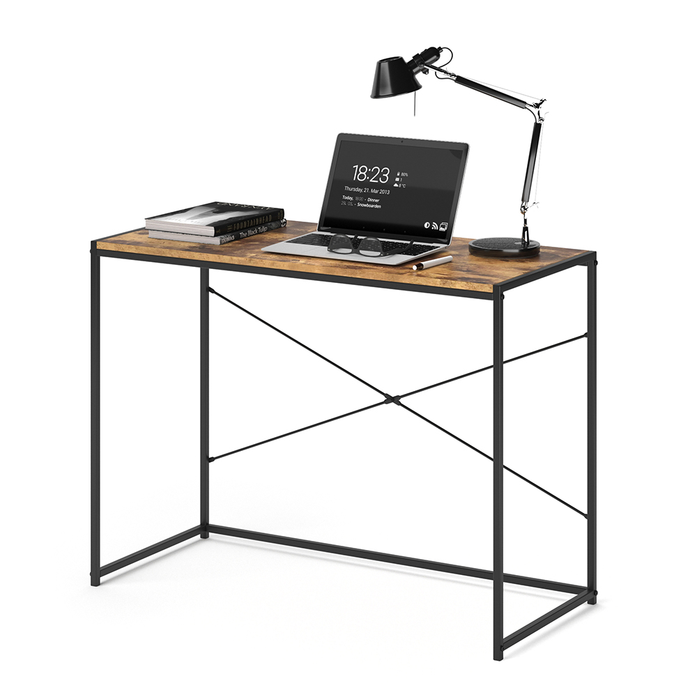 Schreibtisch "Fyrk" Eiche rustikal/Schwarz 100 x 45 cm livinity®