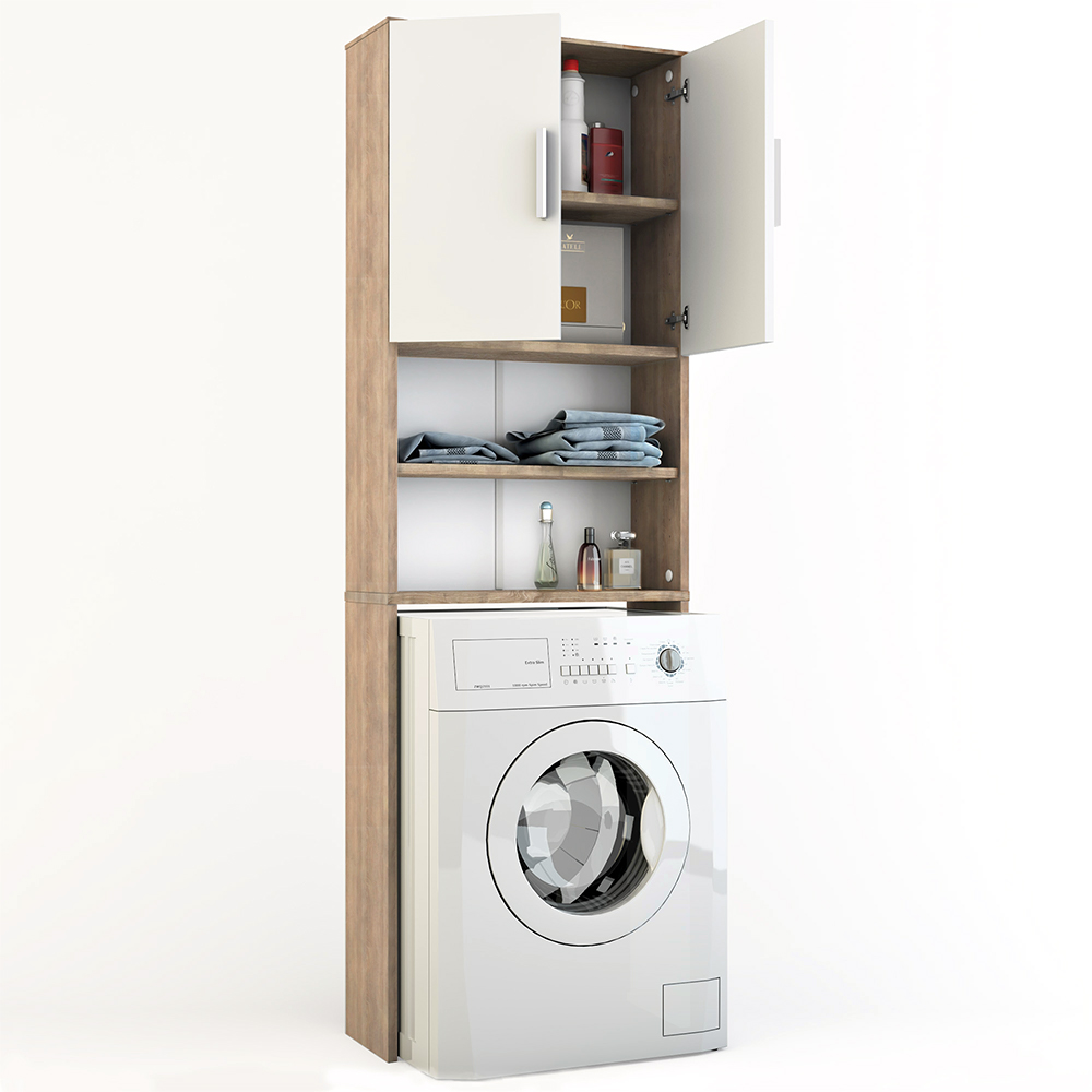 Waschmaschinenschrank Weiß/Sonoma 64 x 190 cm livinity®