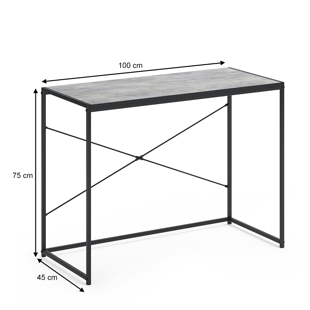 Schreibtisch "Fyrk" Beton/Schwarz 100 x 45 cm livinity®