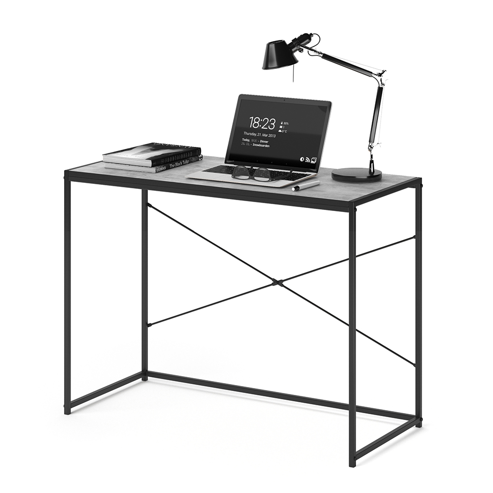 Schreibtisch "Fyrk" Beton/Schwarz 100 x 45 cm livinity®
