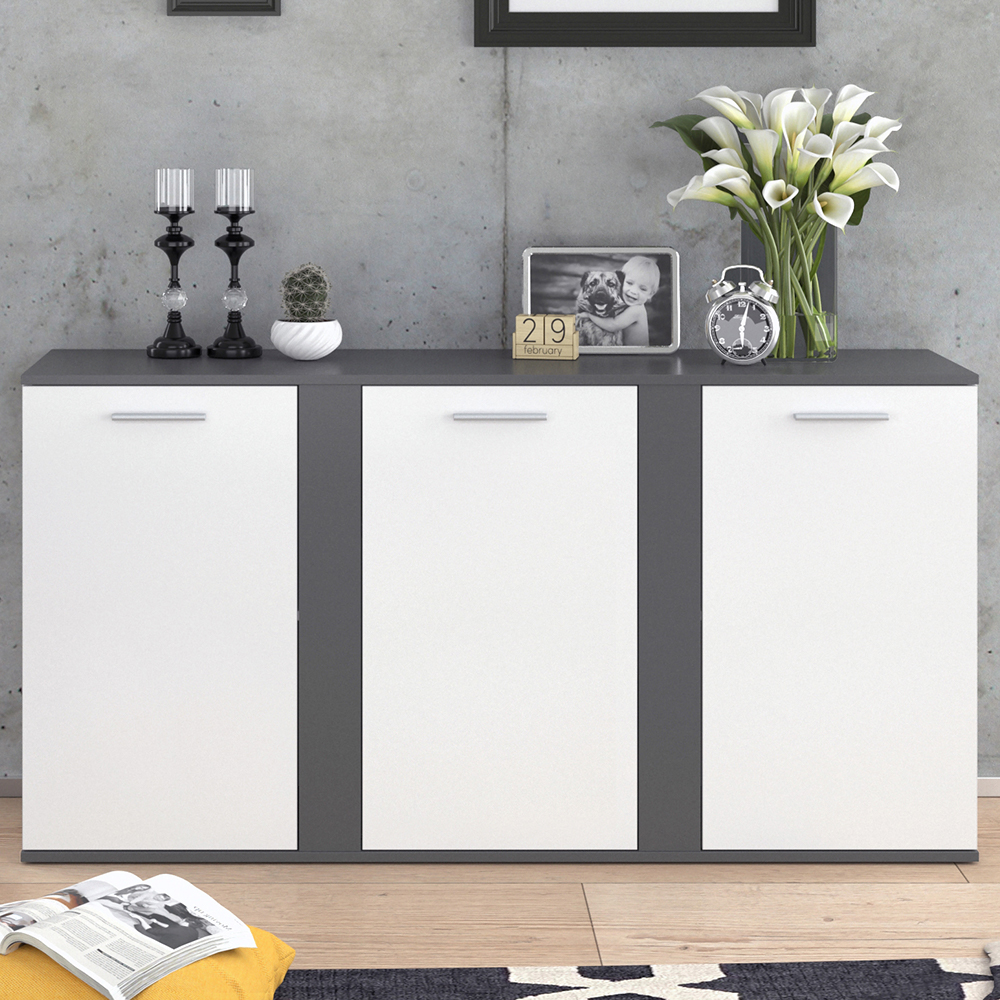 Sideboard "Novelli" Anthrazit/Weiß 155 x 80 cm mit Schubladen livinity®