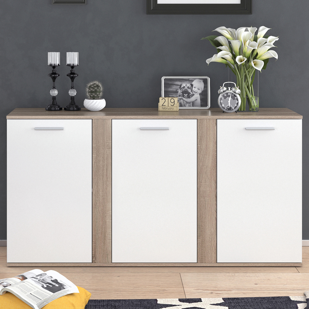 Sideboard "Novelli" Sonoma/Weiß 155 x 80 cm mit Türen livinity®