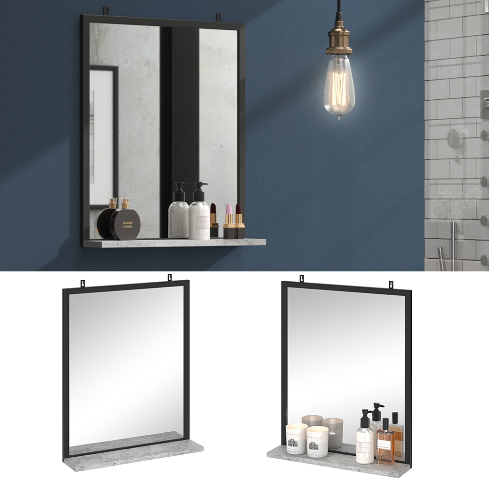 Badezimmerspiegel "Fyrk" Beton/Schwarz 50 x 60 cm livinity®