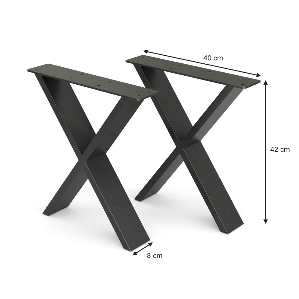 Tischbeine Schwarz 40 x 42 cm X-Form livinity®