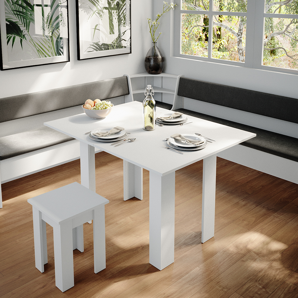 Eckbankgruppe "Roman" Weiß/Anthrazit 210 x 210 cm mit Tisch livinity®