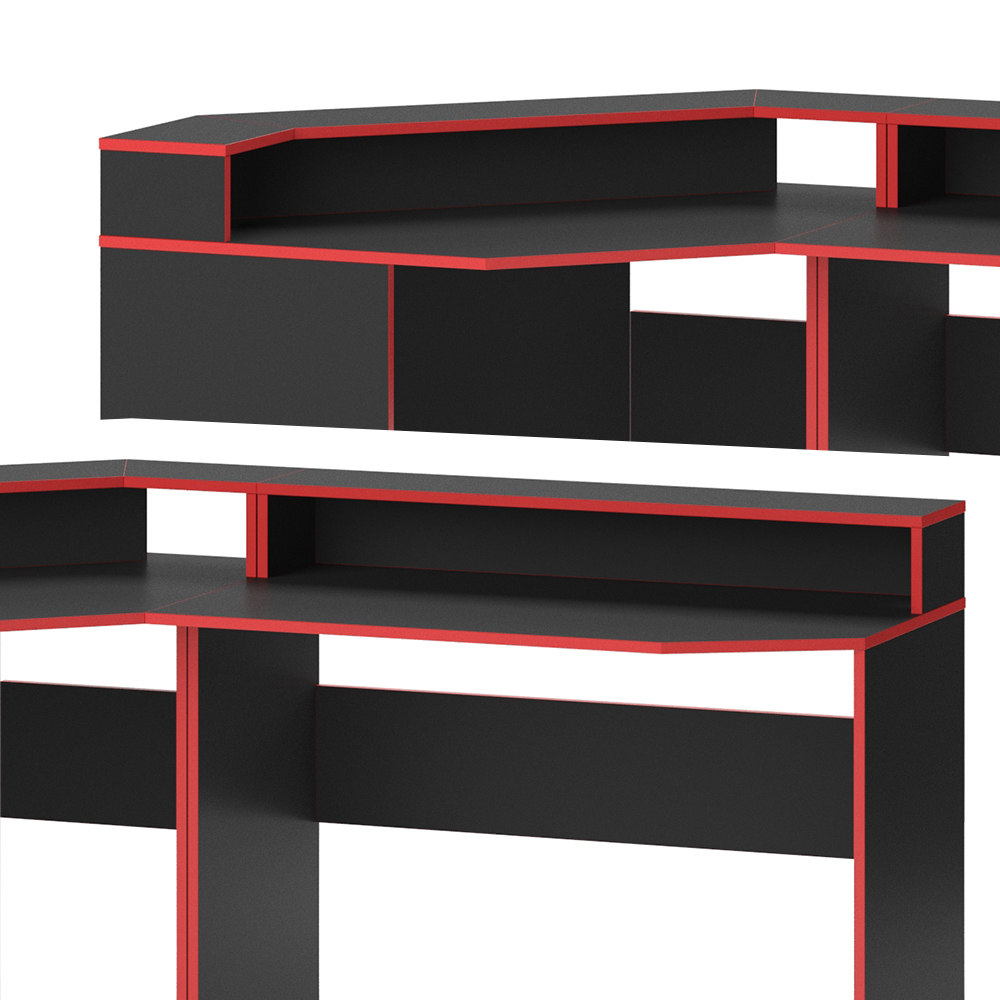 Gaming Tisch "Kron" Rot/Schwarz 190 x 90 cm Eckform livinity®
