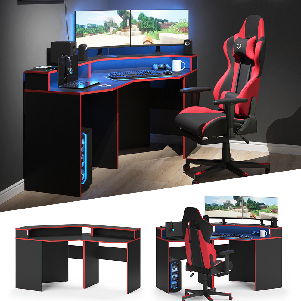 Gaming Tisch "Kron" Rot/Schwarz 190 x 90 cm livinity®