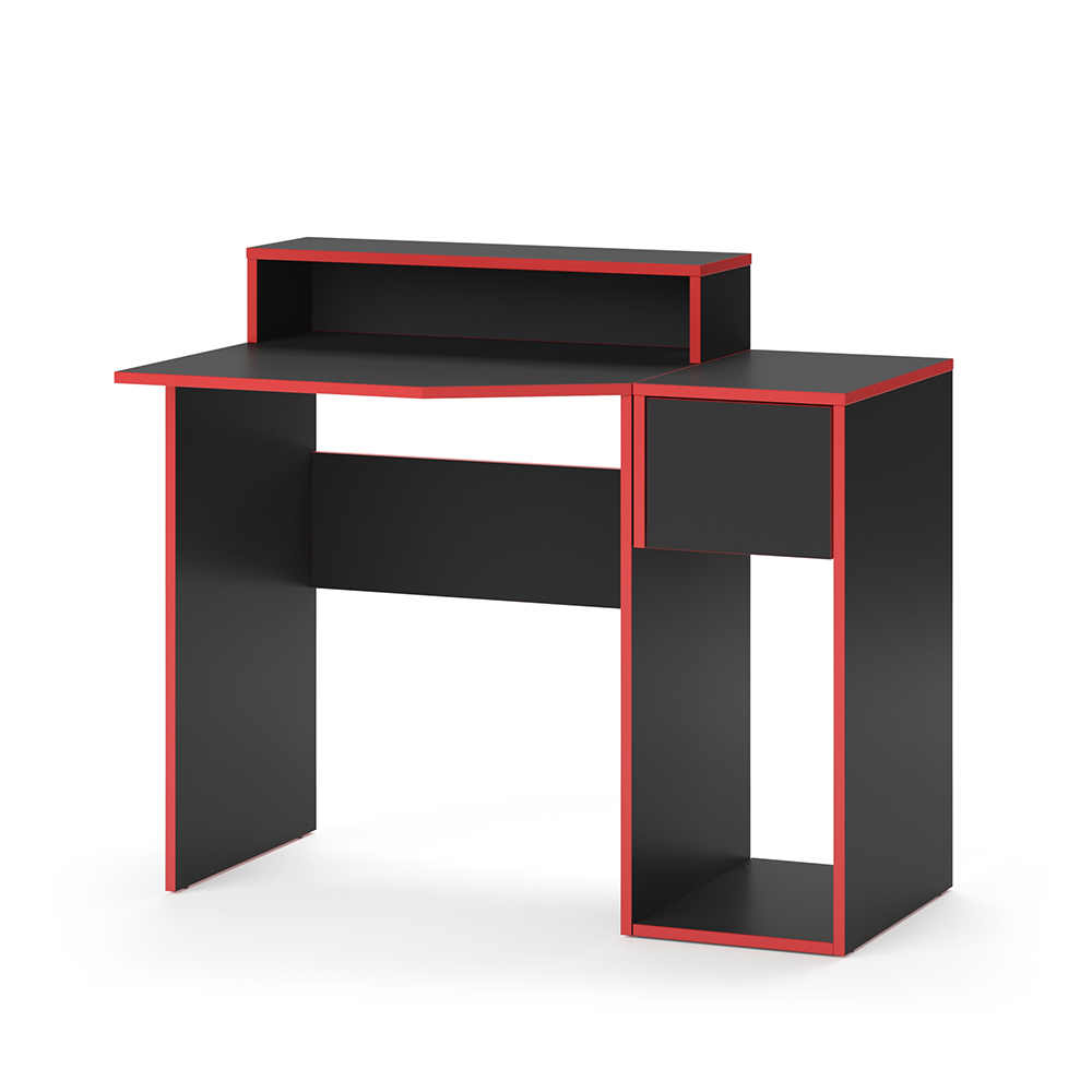 Gaming Tisch "Kron" Rot/Schwarz 100 x 60 cm mit Schrank livinity®