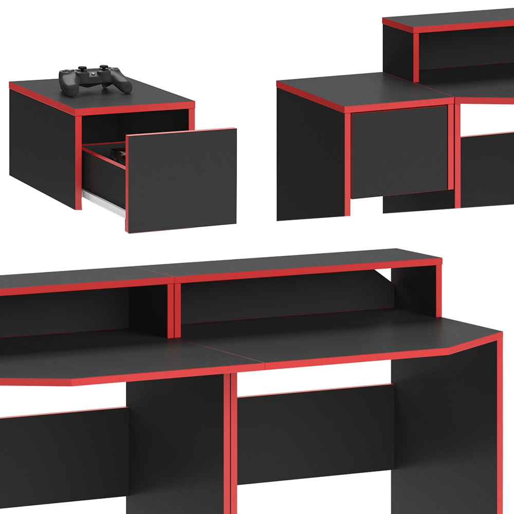 Gaming Tisch "Kron" Rot/Schwarz 170 x 60 cm livinity®