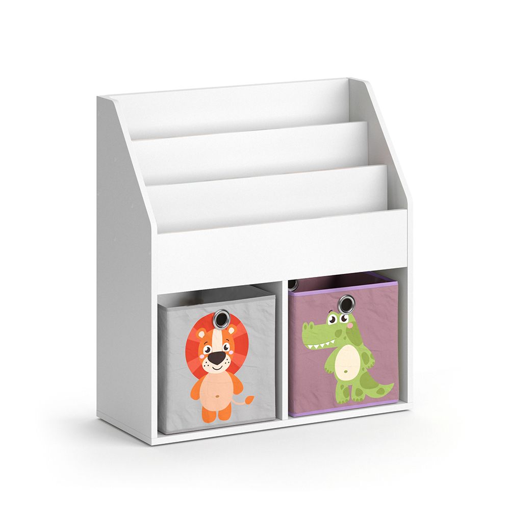 Kinderregal "Luigi" Weiß 72 x 79 cm mit 2 Faltboxen opt.3 livinity®