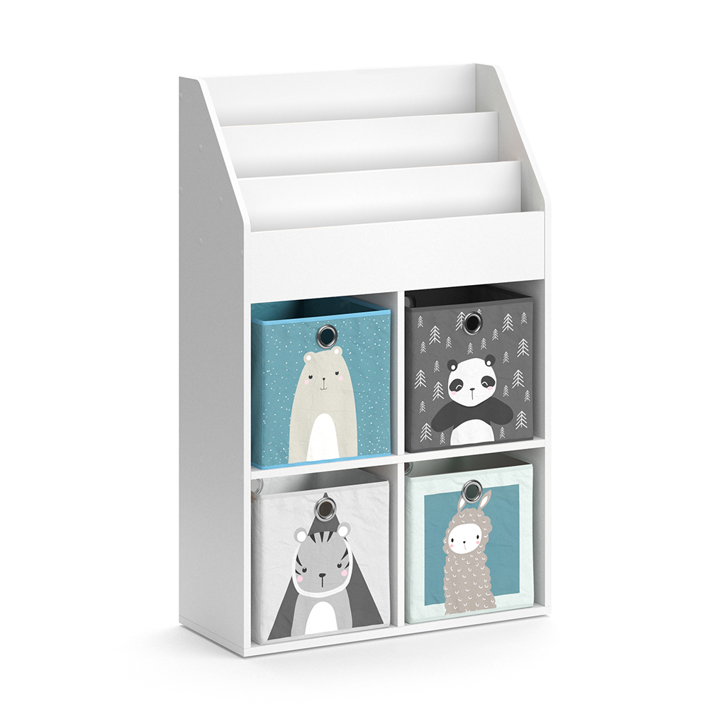 Kinderregal "Luigi" Weiß 72 x 114.2 cm mit 4 Faltboxen livinity®