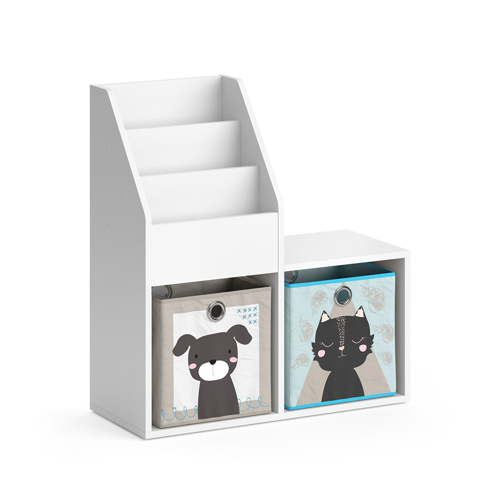 Kinderregal "Luigi" Weiß 72 x 79 cm Mini, mit 2 Faltboxen opt.4 livinity®