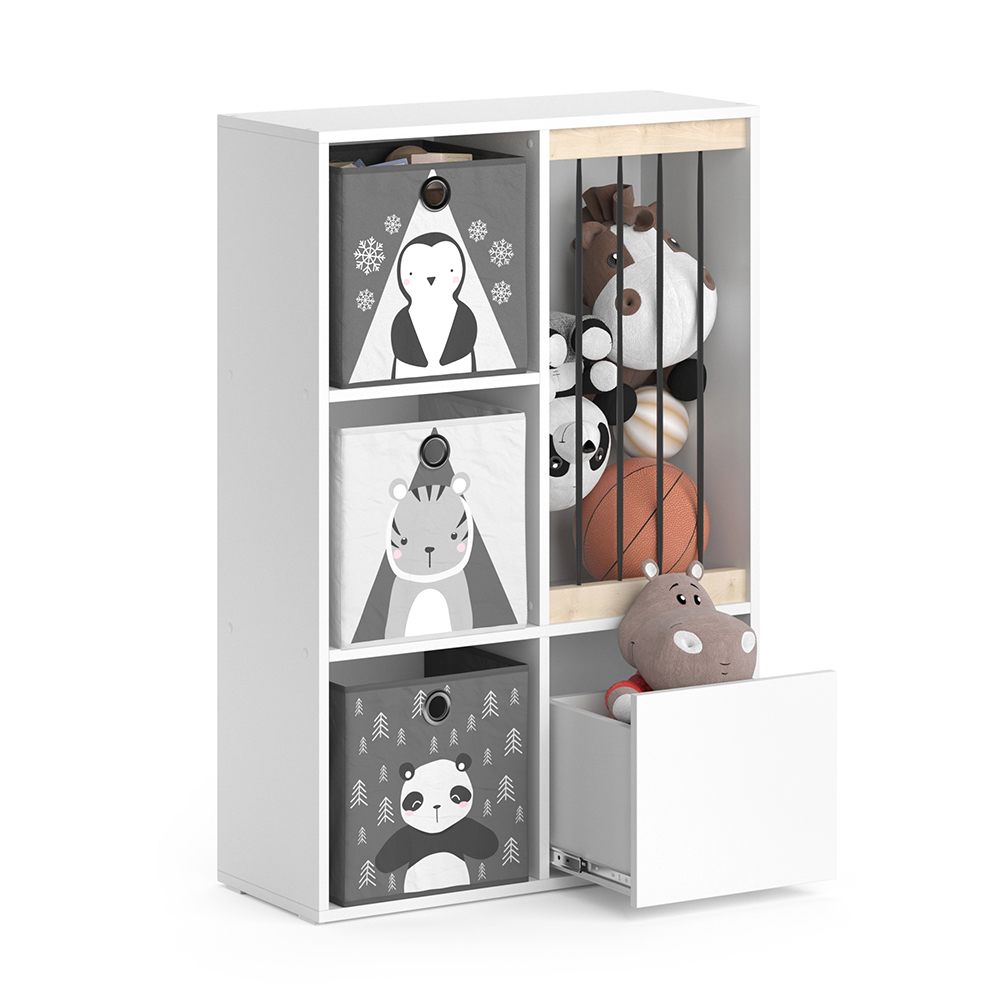 Kinderregal "Luigi" Weiß 72 x 107.8 cm mit 2 Faltboxen opt.5 livinity®