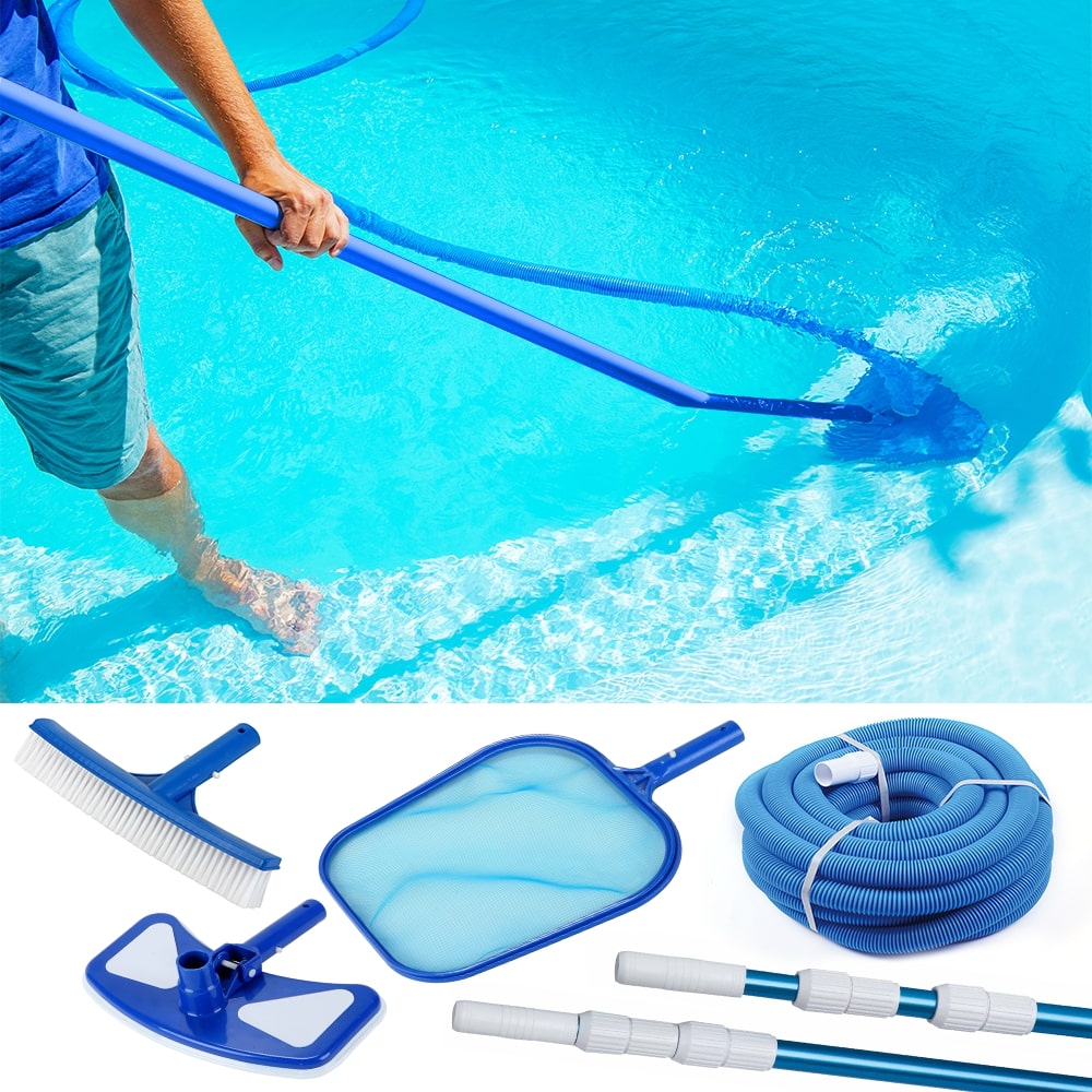Kit d'accessoires de nettoyage pour piscine - Bleu