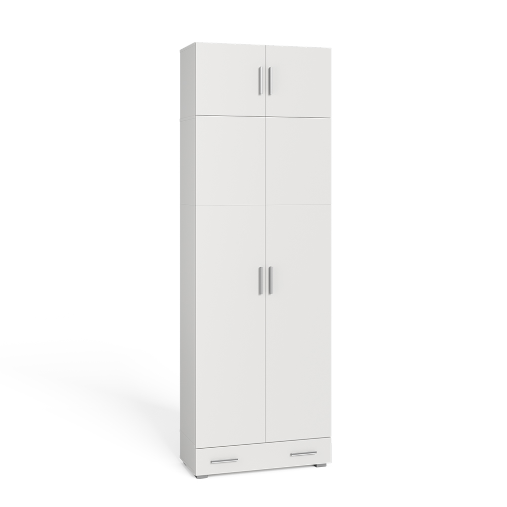 Aktenregal "Ingo" Weiß 80 x 240 cm mit Schrankaufsatz und Schublade livinity®
