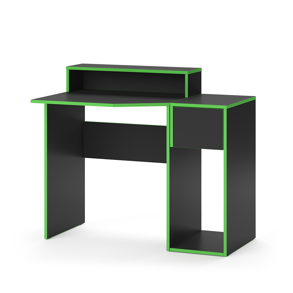Gaming Tisch "Kron" Grün/Schwarz 100 x 60 cm mit Schrank livinity®