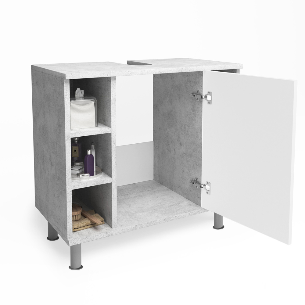 Waschbeckenunterschrank "Fynn" Beton/Weiß 60 x 54 cm livinity®